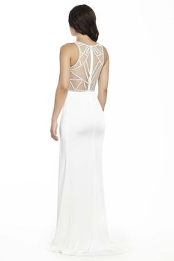Style 17136 Jolene White Size 10 Jersey Sheer Floor Length Side slit Dress on Queenly