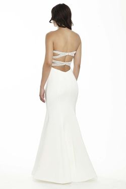Style 17094 Jolene White Size 4 Jersey Strapless Tall Height Mermaid Dress on Queenly