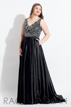 Style 6329 Rachel Allan Black Size 14 Silk A-line Dress on Queenly