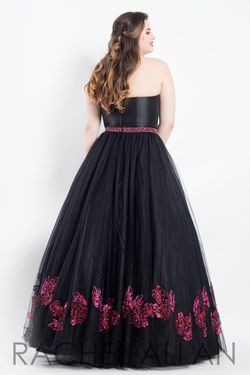 Style 6317 Rachel Allan Black Size 14 Floral Halter Floor Length A-line Dress on Queenly