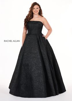 Style 6679 Rachel Allan Black Size 28 Strapless Prom Ball gown on Queenly