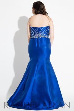 Style 7833 Rachel Allan Blue Size 24 Beaded Top Plus Size Floor Length Mermaid Dress on Queenly