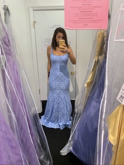 La Femme Blue Size 10 Jersey Mermaid Dress on Queenly