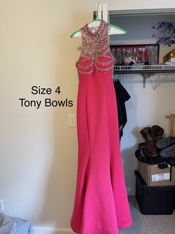 Tony Bowls Hot Pink Size 4 Train Floor Length Mermaid Dress on Queenly