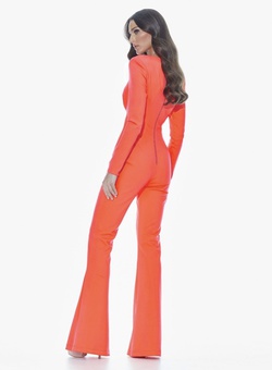 Ashley Lauren Orange Size 2 Long Sleeve Interview Jumpsuit Dress on Queenly