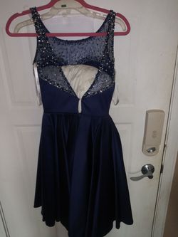 Sherri Hill Blue Size 2 Beaded Top Appearance Jewelled Cocktail Dress on Queenly