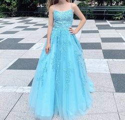Blue Size 00 Ball gown on Queenly