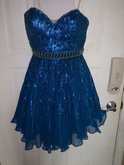 Sherri Hill Royal Blue Size 0 Sequined Appearance Homecoming Cocktail Dress on Queenly
