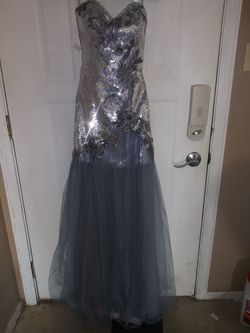 Precious Formals Silver Size 00 Black Tie Military Floor Length Mermaid Dress on Queenly