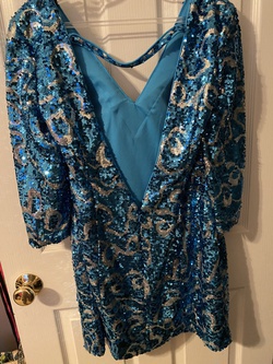 Alyce Paris Blue Size 12 Plus Size Turquoise Euphoria Cocktail Dress on Queenly