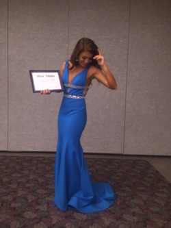 Sherri Hill Blue Size 4 Straight Dress on Queenly