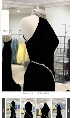 Sherri Hill Black Size 6 Floor Length Halter Side slit Dress on Queenly