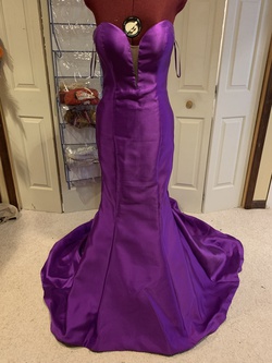 Jovani Purple Size 4 Military Silk Mermaid Dress on Queenly