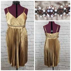 Ideology Gold Size 12 Plus Size Holiday Cocktail Dress on Queenly