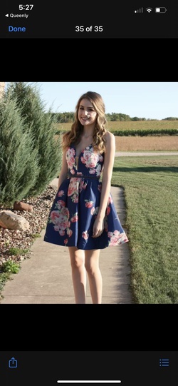 Sherri Hill Blue Size 0 Floral Homecoming Appearance Cocktail Dress on Queenly
