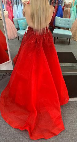Panoply Red Size 12 Mermaid Pageant Train Dress on Queenly