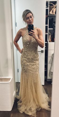 Mac Duggal Gold Size 4 Pageant Tall Height Mermaid Dress on Queenly