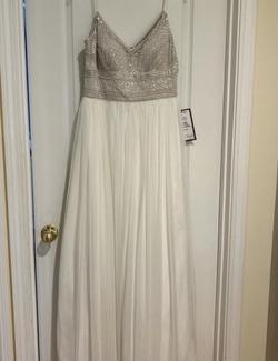 Adrianna Papell White Size 12 Nude A-line Dress on Queenly
