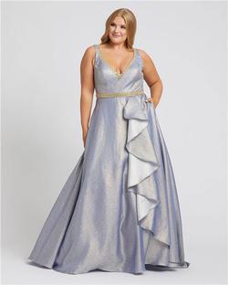 Style 48978 Mac Duggal Silver Size 28 Shiny Prom Ball gown on Queenly