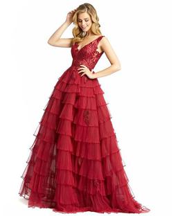 Style 20136 Mac Duggal Red Size 14 Tall Height Prom Ball gown on Queenly