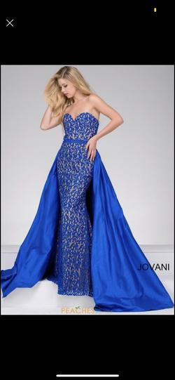 Jovani Blue Size 4 Strapless Straight Dress on Queenly