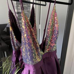 Fashion Nova Purple Size 14 Shiny Homecoming Beaded Top Cocktail Dress on Queenly