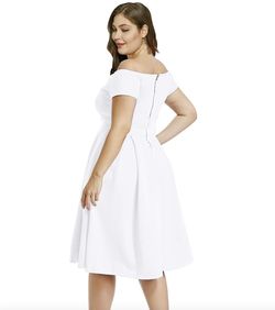 Style B07BPXV9LM Lalagen White Size 20 Homecoming Flare Midi Cocktail Dress on Queenly