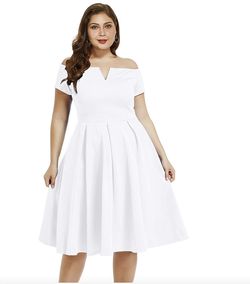 Style B07BPXV9LM Lalagen White Size 20 Graduation Plus Size Tall Height Sweetheart Cocktail Dress on Queenly