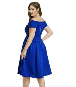 Style B07BPXV9LM Lalagen Blue Size 20 Sorority Formal Flare Spandex Cocktail Dress on Queenly