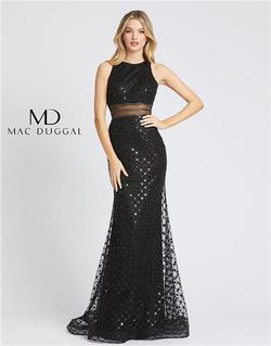 Style 67329 Mac Duggal Black Size 6 Tall Height Sheer Prom Mermaid Dress on Queenly