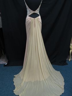 Style 11030 Sherri Hill Nude Size 2 Train Jersey Tall Height Straight Dress on Queenly