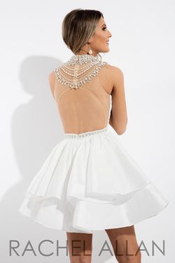 Style 4144RA Rachel Allan White Size 4 Lace Flare Cocktail Dress on Queenly