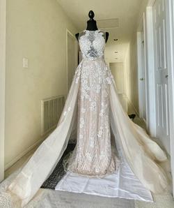 Milla Nova Ramiata Nude Size 6 Lace Wedding Floor Length Train Dress on Queenly