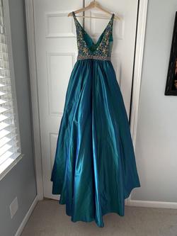 Jovani Blue Size 2 Sheer Train Overskirt Prom A-line Dress on Queenly