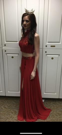 Sherri Hill Red Size 2 Prom Beaded Top Two Piece Straight Dress on Queenly