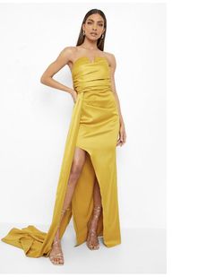 Style -1 Yellow Size 4 Side slit Dress on Queenly