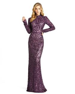 Style 4729 Mac Duggal Purple Size 8 High Neck Tall Height Mermaid Dress on Queenly