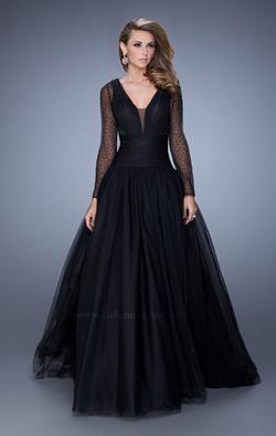 La Femme Black Size 0 Pageant Sheer Ball gown on Queenly