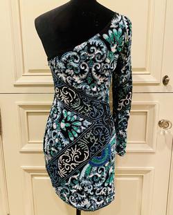 Sherri Hill Multicolor Size 6 Fitted Long Sleeve Pattern Cocktail Dress on Queenly