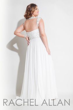 Style 7413 Rachel Allan White Size 16 Floor Length Prom Plus Size A-line Dress on Queenly