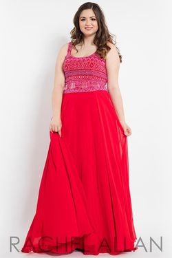 Style 7804 Rachel Allan Red Size 24 Floor Length Prom Plus Size A-line Dress on Queenly