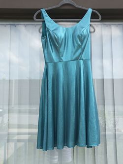 Ashley Lauren Blue Size 2 Flare Turquoise Homecoming $300 Cocktail Dress on Queenly
