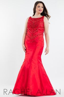 Style 7842 Rachel Allan Red Size 22 Prom Plus Size Floor Length Pageant Mermaid Dress on Queenly