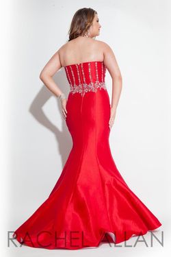 Style 7430 Rachel Allan Red Size 14 Silk Mermaid Dress on Queenly