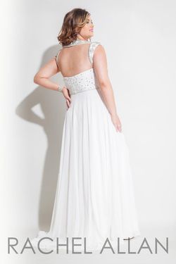 Style 7413 Rachel Allan White Size 16 Plus Size Wedding Jewelled A-line Dress on Queenly