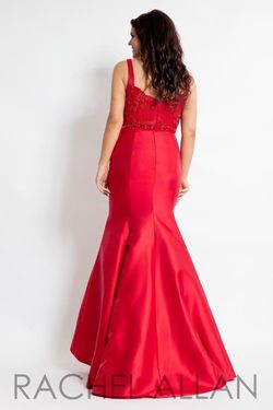 Style 6310 Rachel Allan Red Size 16 Tall Height Silk 6310 Plunge Mermaid Dress on Queenly