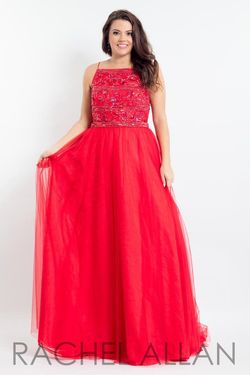 Style 6337 Rachel Allan Red Size 14 Black Tie A-line Dress on Queenly