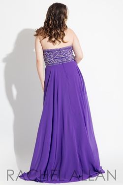 Style 7831 Rachel Allan Purple Size 14 Pageant Strapless Black Tie Plus Size Side slit Dress on Queenly