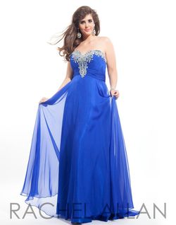 Style 7014RA Rachel Allan Royal Blue Size 20 Black Tie Tulle A-line Dress on Queenly