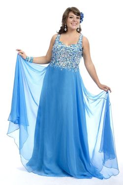 Style 6245 Rachel Allan Blue Size 26 Floor Length A-line Dress on Queenly